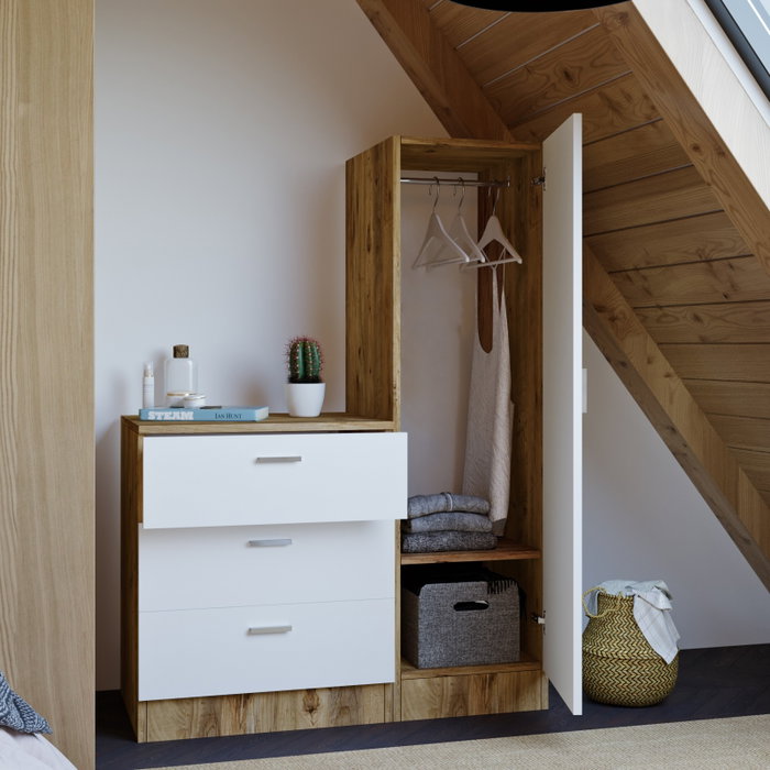 Hanah Home Armario Multiusos Cc6-Aw Pino Atlántico y Blanco